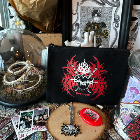"SACRED" Black Zipper Pouch